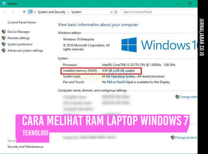 Cara Melihat RAM Laptop Windows 7