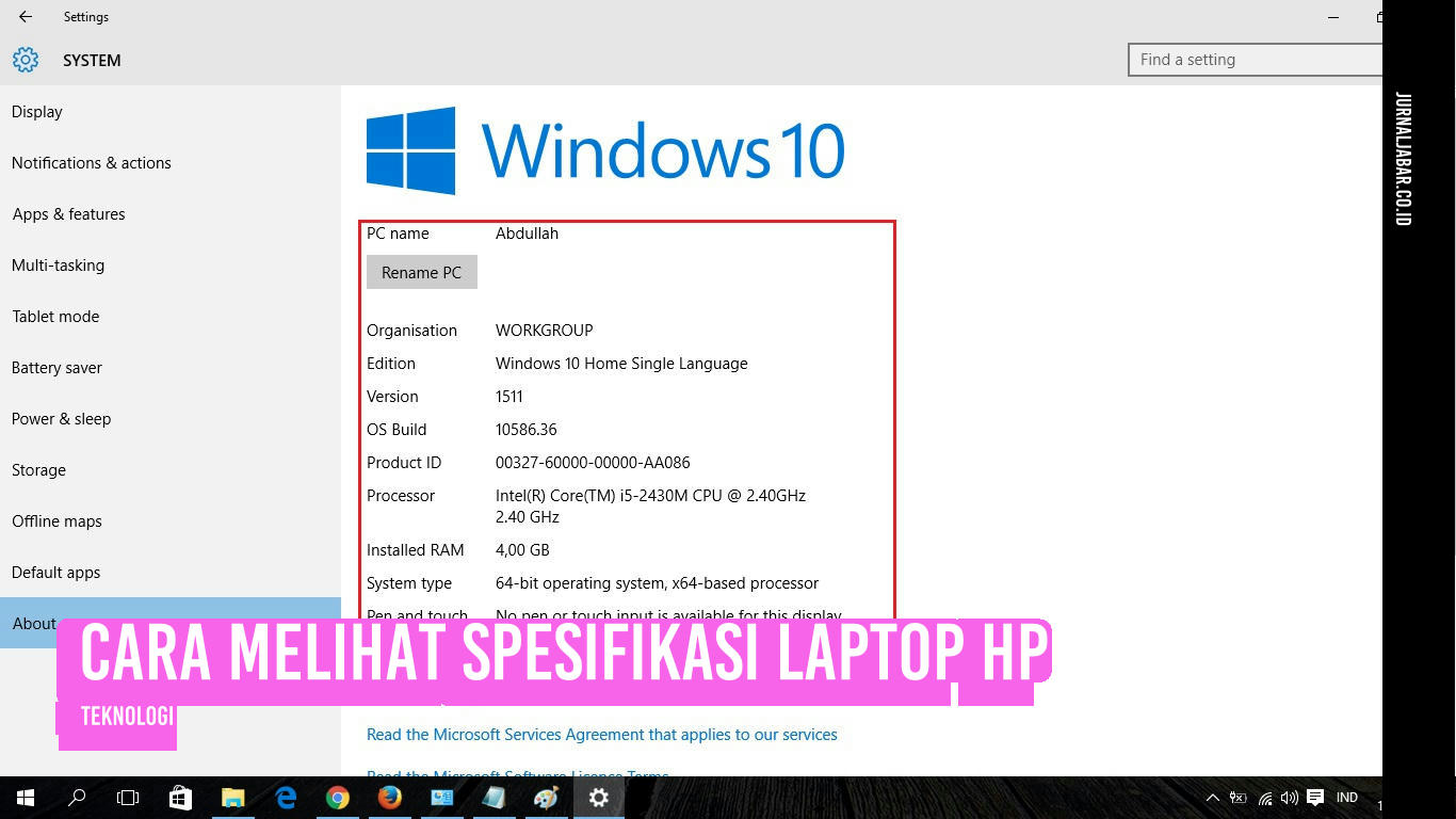 Cara Melihat Spesifikasi Laptop HP