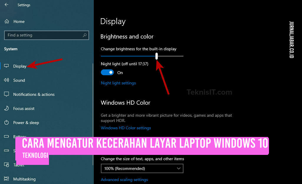 Cara Mengatur Kecerahan Layar Laptop Windows 10